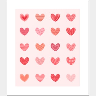 Valentine’s Day pink hearts Posters and Art